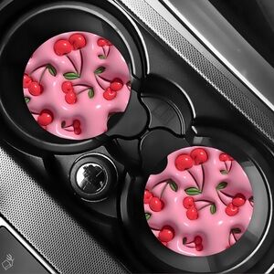 Cherry Puffs Car Coasters Absorbent Set of (2)